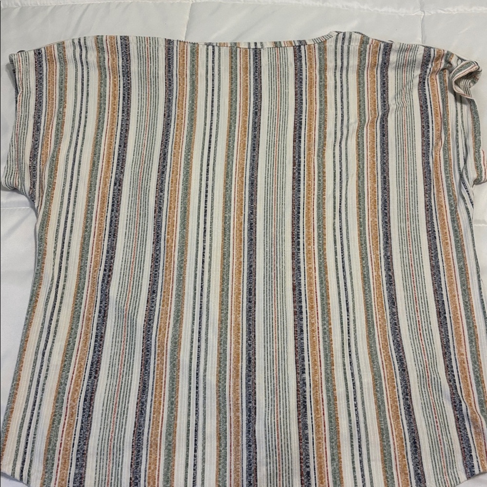 Cure Multicolor Striped Tie-Front Blouse - Picture 4 of 5